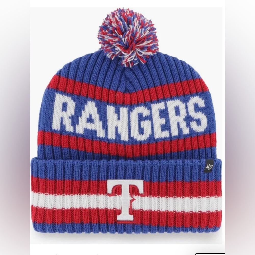 '47 Royal Texas Rangers Bering Cuffed Knit Hat with Pom